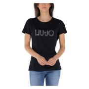 Logo Strass T-Shirt Liu Jo , Black , Dames