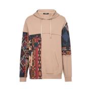 Patchwork Print Hoodie Balmain , Beige , Heren