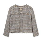 Boucle Jas met Franjes MOS Mosh , Beige , Dames