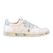 Gedurfde Leren en Suède Sneakers Premiata , Beige , Dames