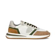 Wit/Groen Denim Sneakers Philippe Model , Multicolor , Heren