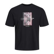 Casual Print T-shirt met korte mouwen Jack & Jones , Black , Heren