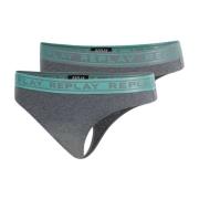 Dames Logo Taille String 2-Pack Replay , Gray , Dames