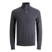 Heren Troyer Half-Zip Gebreide Trui Jack & Jones , Gray , Heren