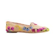 Raffia Bloemen Geborduurde Pantoffels Attilio Giusti , Multicolor , Da...