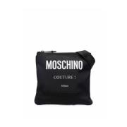 Logo Panel Messenger Tas Moschino , Black , Heren