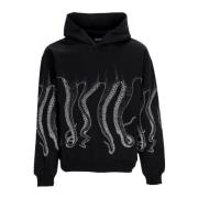 Zwarte Outline Hoodie Streetwear Octopus , Black , Heren