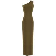 One-Shoulder Zijden Lange Jurk Saint Laurent , Green , Dames