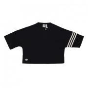 Zwart/Wit W Tee Streetwear Shirt Adidas , Black , Dames