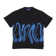 Airbrush Outline Zwart T-Shirt Octopus , Black , Heren