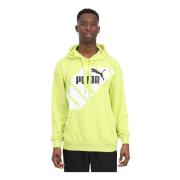 Gele Hoodie Sweatshirt Colorblock Grafisch Puma , Yellow , Heren