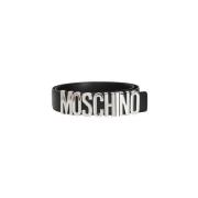Zwart riem met logo letters Moschino , Black , Heren