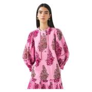 Pofmouw printblouse Muguet Antik Batik , Pink , Dames