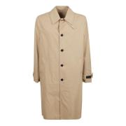 Barocco Print Trench Parka Coat Versace , Beige , Heren