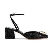 Elegante Cleo Sandaal met Kristalplaat Casadei , Black , Dames