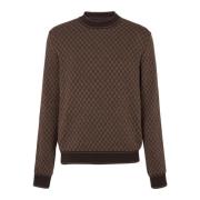 Gebreide trui met mini monogram Balmain , Brown , Heren