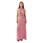 Bedrukte chiffon maxi jurk Cassy Antik Batik , Pink , Dames