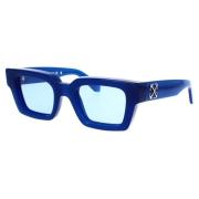 Blauwe Rechthoekige Zonnebril Virgil 14540 Off White , Blue , Unisex