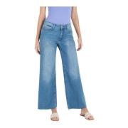 Wide Fringe Jeans Blauw MAC , Blue , Dames