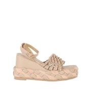 Leren Sleehak Sandalen Emanuelle Vee , Beige , Dames