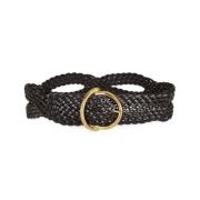 Gevlochten leren riem met gesp Etro , Black , Dames