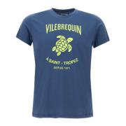 Blauw Schildpad Print Katoenen T-shirt Vilebrequin , Blue , Heren