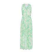 Mouwloze Hawaïaanse Print Maxi Jurk Seventy , Green , Dames