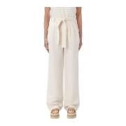 Wide Trousers Woolrich , White , Dames