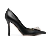 Zwarte leren Romeinse studhakken Valentino Garavani , Black , Dames