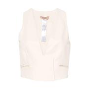 Stijlvolle Gilet Set Twinset , Beige , Dames