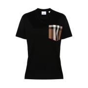 Signature Check Crew Neck T-shirt Burberry , Black , Dames