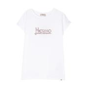 Witte T-shirt met Studs Logo Herno , White , Dames