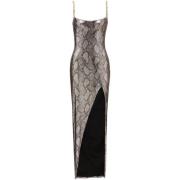 Metallic Slangeprint Bodycon Jurk Balmain , Gray , Dames