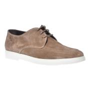 Lace-up in taupe suede Baldinini , Brown , Heren