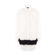 Oversized Wit Overhemd met Zwarte Nepbont Inzet Comme des Garçons , Wh...