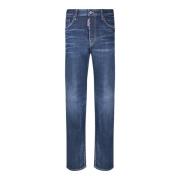 Blauwe Regular Fit Katoenen Jeans Dsquared2 , Blue , Heren