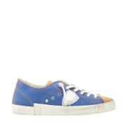 Blauw Leren Lage Sneakers Philippe Model , Multicolor , Heren