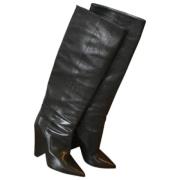 Pre-owned Leather boots Yves Saint Laurent Vintage , Black , Dames