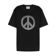 Korte Mouw Peace Symbool T-shirt Moschino , Black , Dames