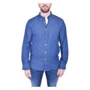 Bleached Indigo Klassieke Shirt Woolrich , Blue , Heren