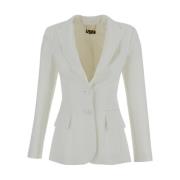 Polyester Single-Breasted Jacket Elisabetta Franchi , White , Dames