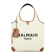 Canvas B Army Tote Bag Balmain , Beige , Dames