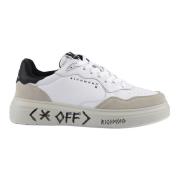 Wit Zwart Kalfsleren Sneakers John Richmond , White , Heren