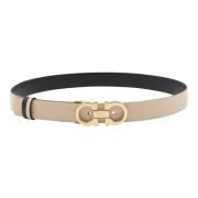 Omkeerbare kalfsleren Riem Salvatore Ferragamo , Beige , Dames