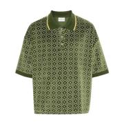 Monogram Velvet Polo Shirt Drole de Monsieur , Green , Heren