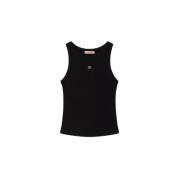 Ribgebreide Top Twinset , Black , Dames