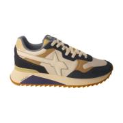 Wit/Blauw Leren Sneakers W6Yz , Multicolor , Heren