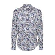 Blauwe Liberty Floral Slim Fit Overhemd Paul Smith , Blue , Heren