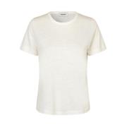 Wit Basis Linnen T-shirt Holt Modström , White , Dames