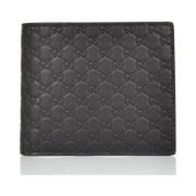 Bifold Zwart Leren Portemonnee Horizontaal Gucci , Black , Heren